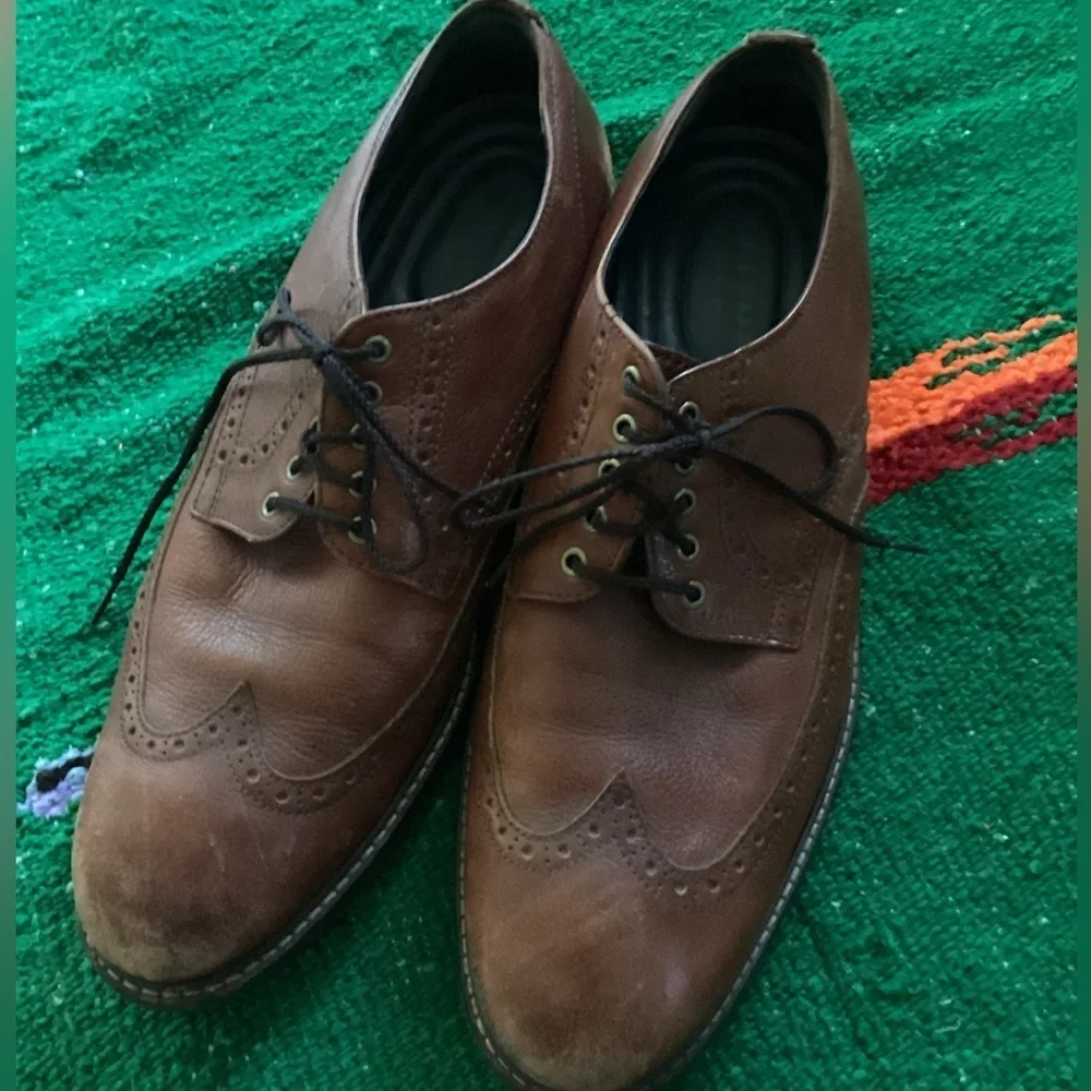COLE HAAN Grand.Os WATSON Brown Pebble Leather Wingtip Oxford C27089 Size 10